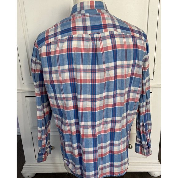 American Eagle Shirt Mens XXL Blue Pink Plaid Button Down Long Sleeve Cotton - Picture 3 of 6